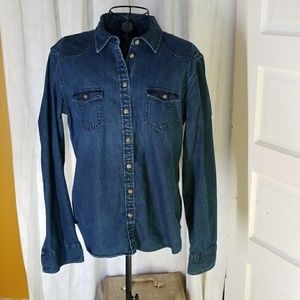 AEO long sleeve denim button down.